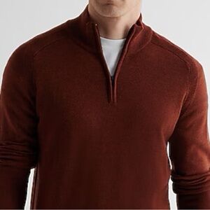 Going Soon! Merino Wool Quarter Zip Sweater - Rust. Size XXL